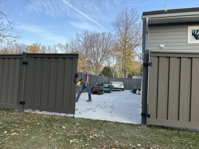 Commercial security fence installation around business property